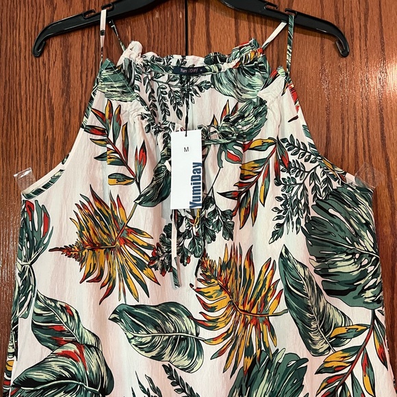 Yumiday Multicolor Tropical Leaves Midi Dress - Picture 1 of 4